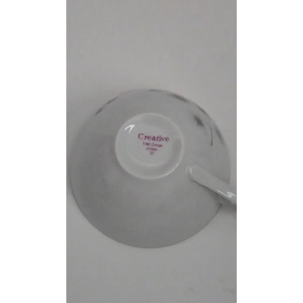 CREATIVE FINE CHINA Japan Platinum Starburst #1014 Tea Coffee Pot & 12 Cups Set